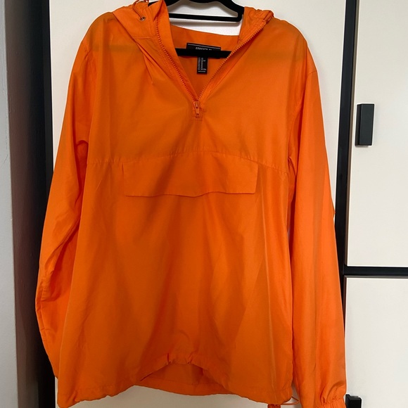 Orange Windbreaker - Nylon - Forever 21 - Men's US XS - UNISEX - Hooded - Picture 2 of 7